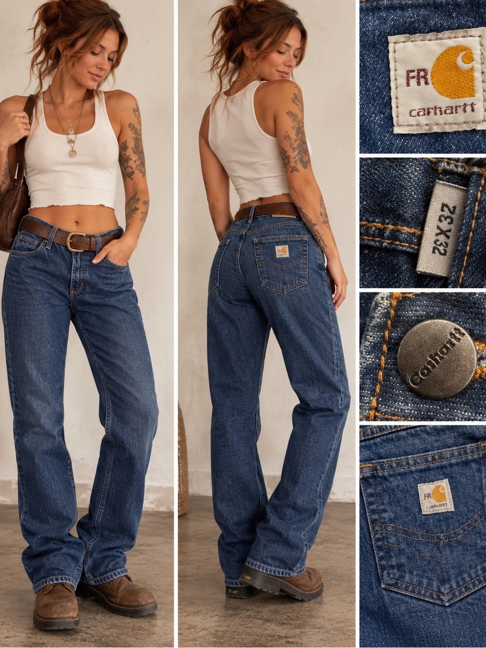 Carhartt FR Vintage Workwear Jeans Size 2x32 Straight Leg Denim
